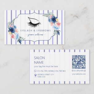 Carte De Visite Salon de beauté pour cils bleu floral