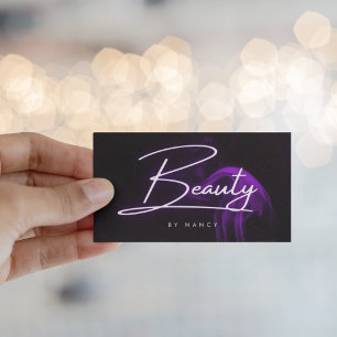 Carte De Visite Salon de beauté Purple Smoke Neon Beauty Salon