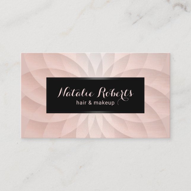 Carte De Visite Salon de beauté Rose Gold Spiral Modern Hair & Mak (Devant)