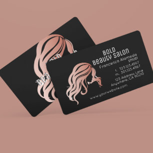 Carte De Visite Salon de beauté Rose métallique Gold Hair Stylis