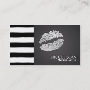 Carte De Visite Salon de beauté Silver Lips Glam Chic Maquillage