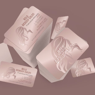 Carte De Visite Salon de beauté Styliste Rose métallique Modèle or