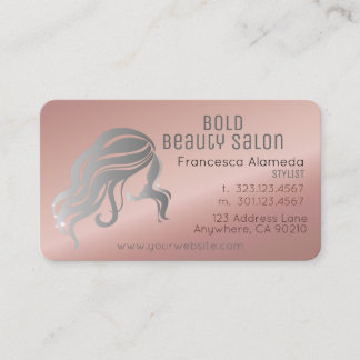 Carte De Visite Salon de beauté Styliste Rose métallique Or + Arge
