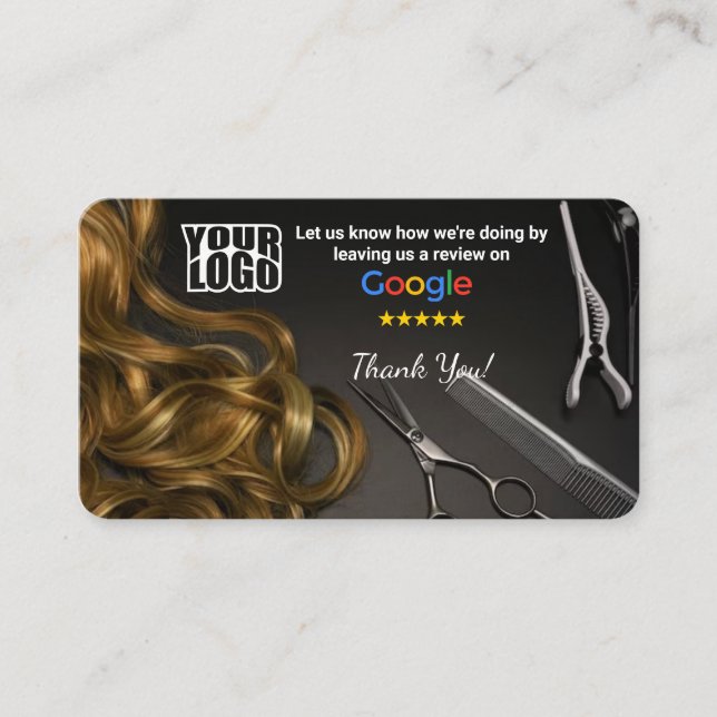 Carte De Visite Salon de cheveux Google Modèle d'examen avec QR (Devant)