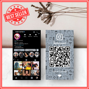 Carte De Visite Salon de cheveux Instagram Dusty Blue   Médias soc