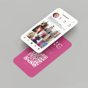 Carte De Visite Salon de cheveux moderne coiffeur Instagram rose b