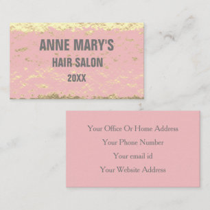 Carte De Visite Salon de cheveux rose roux Gold Parties scintillan