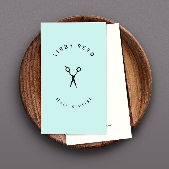 Carte De Visite Salon de ciseaux simple Turquoise Blue (Créateur téléchargé)