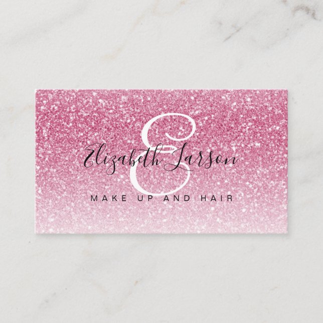 Carte De Visite Salon de coiffure branché Parties scintillant rose (Devant)