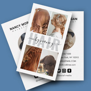Carte De Visite Salon de coiffure Calligraphie Script Photo Collag