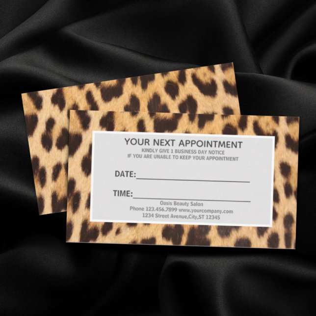 Carte De Visite salon de coiffure chic SPA leopard rendez-vous (chic beauty hair salon SPA leopard appointment Business Card)