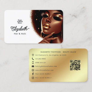 Carte De Visite Salon de coiffure et d'onglerie Elegant Afro Glam