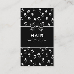 Carte De Visite Salon de coiffure floral noir et blanc Coiffeur St