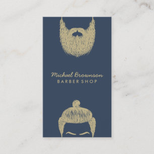 Carte De Visite Salon de coiffure hipster barbe moustache marine o