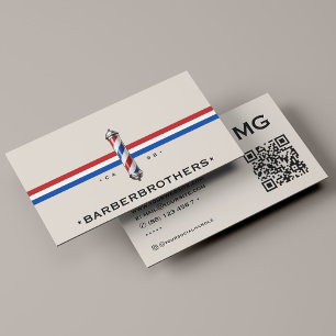 Carte De Visite Salon de coiffure Minimal Barbe Sand Rouge Blanc B