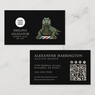 Carte De Visite Salon de coiffure moderne Logo Alligator Émeraude