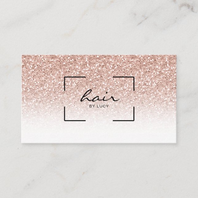 Carte De Visite Salon de coiffure Parties scintillant en or rose P (Devant)