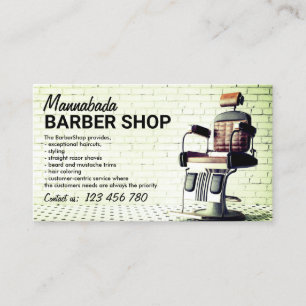 Carte De Visite Salon de coiffure personnalisé vert photo