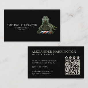 Carte De Visite Salon de Coiffure Professionnel Code Qr Alligator 