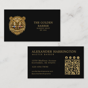 Carte De Visite Salon de Coiffure Professionnel Code Qr Golden Bea