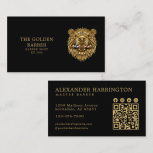 Carte De Visite Salon de Coiffure Professionnel Code Qr Golden Bea