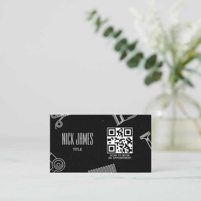 Carte De Visite Salon de coiffure professionnel QR code scan pour  (Debout devant)