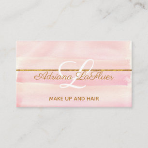 Carte De Visite Salon de coiffure rose à la mode de maquilleur