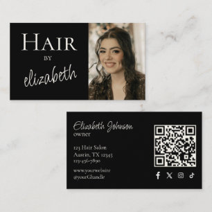 Carte De Visite Salon de coiffure Styliste Script Icône social Pho
