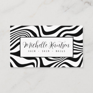 Carte De Visite Salon de coiffure tendance noir et blanc