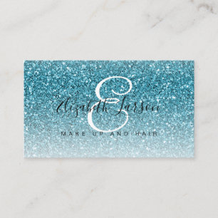 Carte De Visite Salon de coiffure tendance pailleté bleu aqua pour