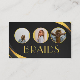 Carte De Visite Salon de coiffure tresses Black Gold 3 Photo