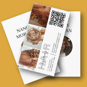Carte De Visite Salon de coiffure Typographie 3 Photo Grille Code