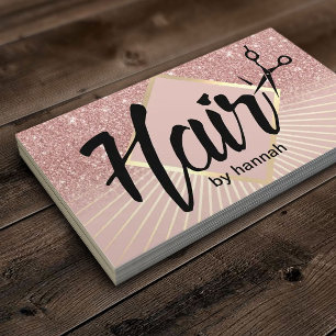 Carte De Visite Salon de coiffure Typograpie moderne Rose Gold Omb