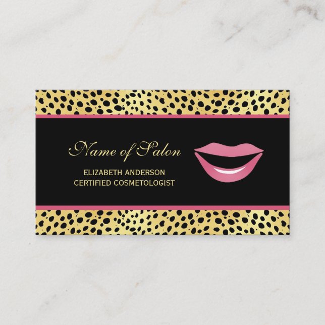 Carte De Visite Salon de cosmétique Leopard Lips (Devant)