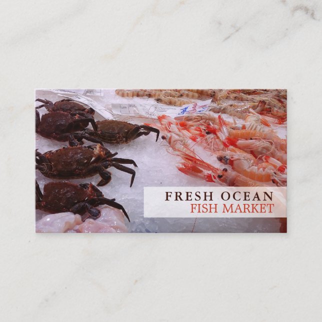 Carte De Visite Salon De Fruits De Mer, Pêcheur/Épouse, Marché Aux (Devant)