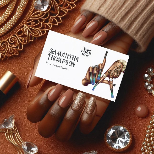 Carte De Visite Salon de manucure afro-américain à Los Angeles (African American Los Angeles Manicure Salon Business Card)