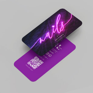 Carte De Visite Salon de Manucure Manucure Neon Purple