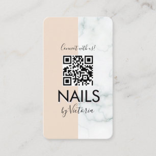 Carte De Visite Salon de Manucure Marbre Beauté Code QR Colorblock