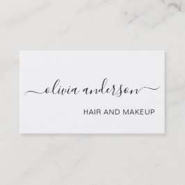 Carte De Visite Salon de maquillage à cheveux simples noir et blan