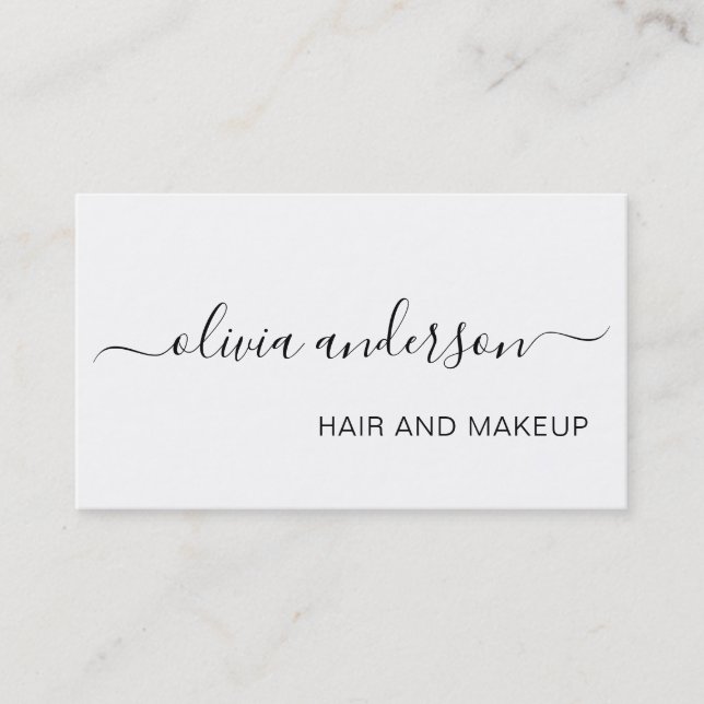 Carte De Visite Salon de maquillage à cheveux simples noir et blan (Devant)