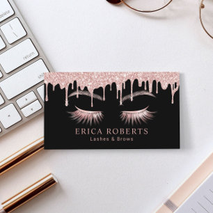 Carte De Visite Salon de maquillage Artiste Rose Gold Drives Lashe