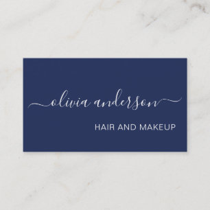 Carte De Visite Salon de maquillage de cheveux bleu marine