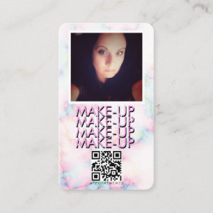 Carte De Visite Salon de maquillage de marbre QR Code Photo
