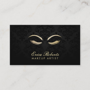 Carte De Visite Salon de maquillage élégant en damas foncé