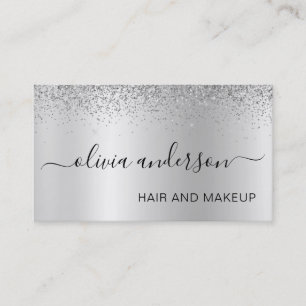 Carte De Visite Salon de maquillage en Parties scintillant d'argen