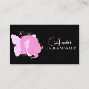 Carte De Visite Salon de maquillage pour femmes papillon noir rose