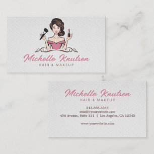 Carte De Visite Salon de maquillage rose moderne Artiste & Hair St