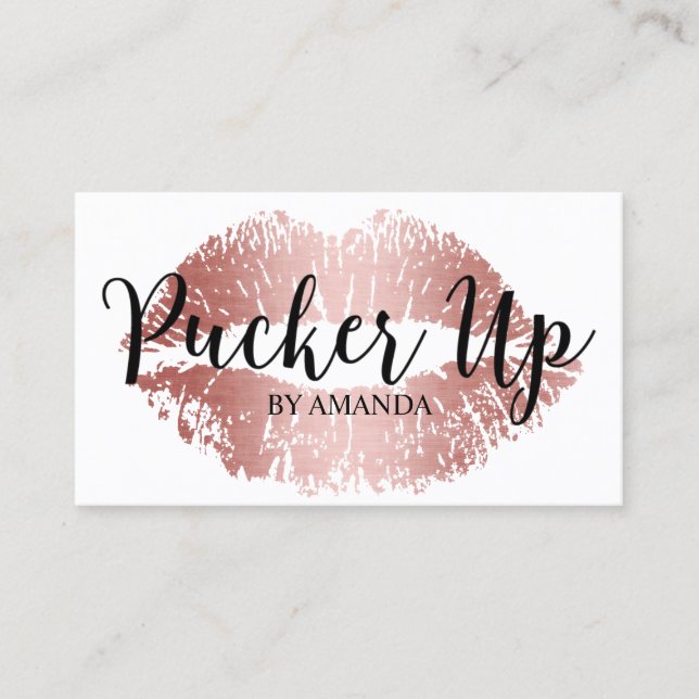 Carte De Visite Salon de maquillage sur mesure Rose Gold Lips (Devant)