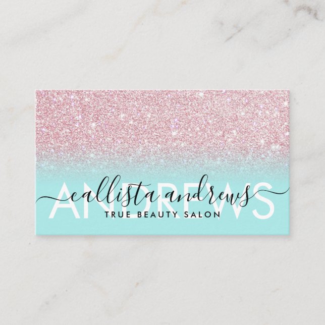 Carte De Visite Salon de maquillage tendance Pink Ombre (Devant)
