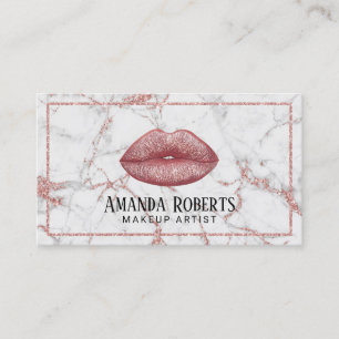 Carte De Visite Salon de marbre moderne de lèvres roses d'or de